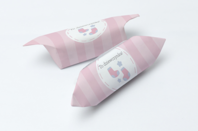 Cukierki Krówki na Baby Shower w różowe paski wzór 8- 1kg słodkości! Krówki cukierki wimpreze.pl