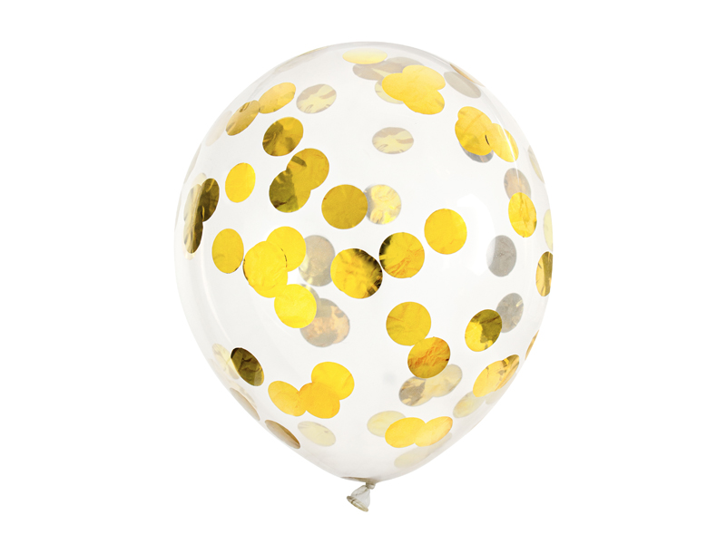 Party deco, balony z konfetti kółka złoty 30 cm, 6 szt Balony z konfetti wimpreze.pl 2
