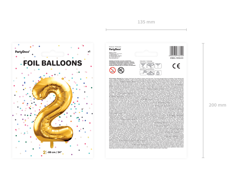 Balon foliowy cyfra 2 urodziny złota Balony cyfry wimpreze.pl 4