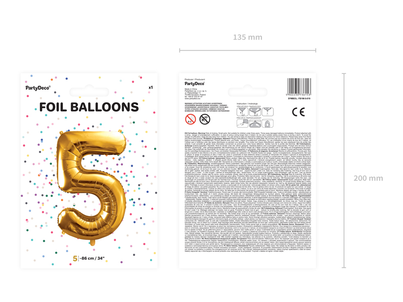Duży balon foliowy cyfra 5 urodziny – 100cm Balony cyfry wimpreze.pl 4
