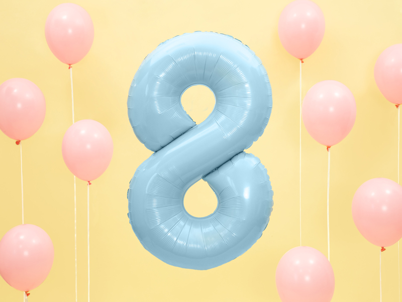 Balon foliowy cyfra 8 urodziny pastel blue – 86cm Balony cyfry wimpreze.pl 3