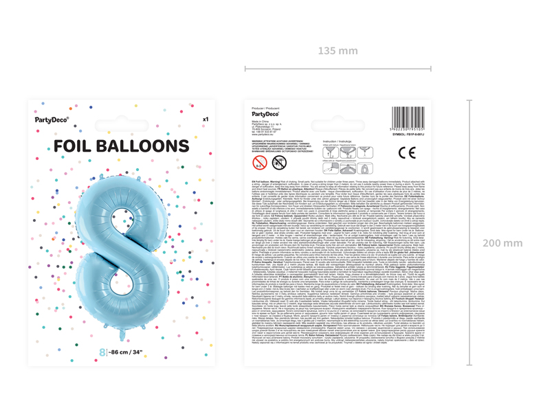 Balon foliowy cyfra 8 urodziny pastel blue – 86cm Balony cyfry wimpreze.pl 4