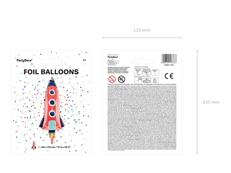 Balon foliowy, rakieta, 44×115 cm Balony dziecięce wimpreze.pl 6