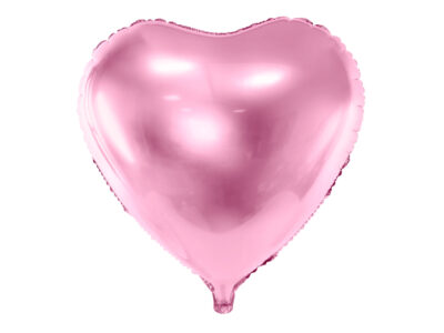 Balon foliowy metaliczny 45cm serce jasno różowy Balony na walentynki wimpreze.pl