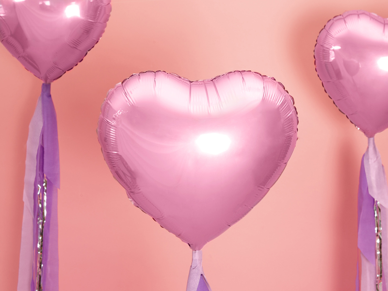 Balon foliowy metaliczny 45cm serce jasno różowy Balony na walentynki wimpreze.pl 3