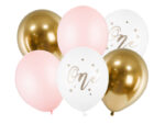 Balony 1 happy birthday z konfetti rose gold 10szt Dekoracje na roczek wimpreze.pl 10