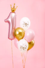Balony 1 happy birthday z konfetti rose gold 10szt Dekoracje na roczek wimpreze.pl 6