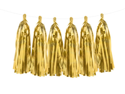 Girlanda dekoracyjna frędzle złote metalizowane 2m Dekoracje na karnawał wimpreze.pl