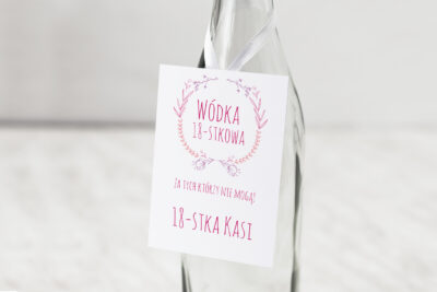 Zawieszka na alkohol wzór Różowy wianek Urodziny wimpreze.pl