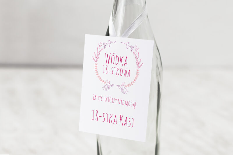 Zawieszka na alkohol wzór Różowy wianek Urodziny wimpreze.pl 2