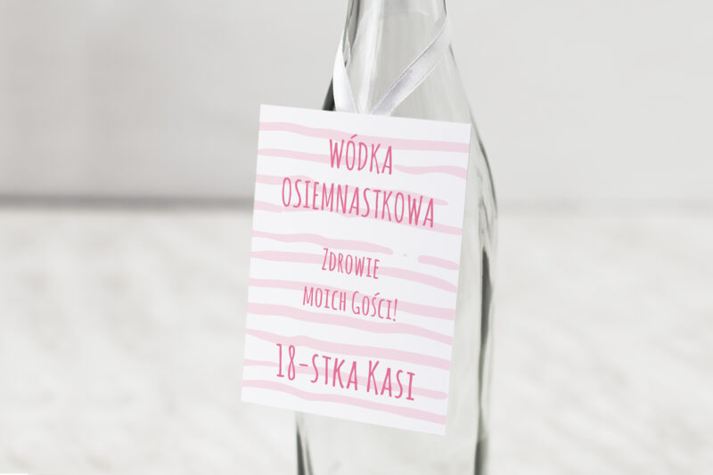 Zawieszka na alkohol wzór Różowe pasy Urodziny wimpreze.pl 2