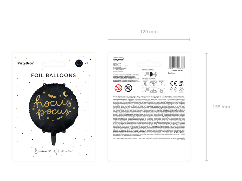 Balon foliowy na halloween – Hocus Pocus, 45 cm, czarny Balony foliowe wimpreze.pl 5