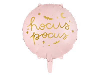 Balon foliowy hocus pocus, 45 cm, różowy – na halloween! Balony foliowe wimpreze.pl