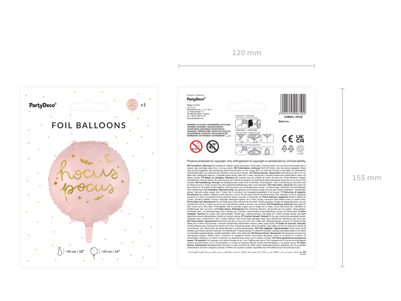 Balon foliowy hocus pocus, 45 cm, różowy – na halloween! Balony foliowe wimpreze.pl 5