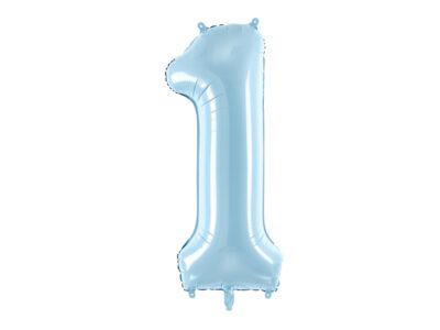 Balon foliowy Cyfra 1, 86cm, jasny niebieski – osiemnastka – na 18 urodziny – lub roczek Balony cyfry wimpreze.pl