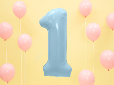Balon foliowy Cyfra 1, 86cm, jasny niebieski – osiemnastka – na 18 urodziny – lub roczek Balony cyfry wimpreze.pl 3