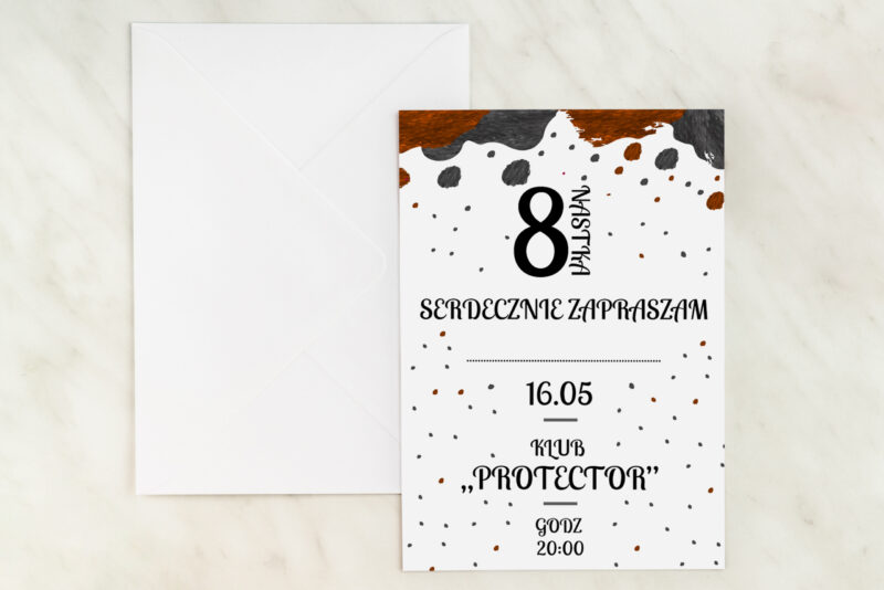 Oryginalne zaproszenie na 18 urodziny wzór – Brązowa Karta Kartki wimpreze.pl 3