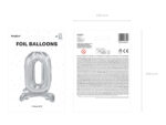 Stojący balon foliowy Cyfra ”0”, 70cm, srebrny Balony cyfry wimpreze.pl 7