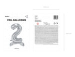 Stojący balon foliowy Cyfra ”2”, 70cm, srebrny Balony cyfry wimpreze.pl 7