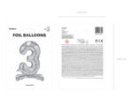Stojący balon foliowy Cyfra ”3”, 70cm, srebrny Balony cyfry wimpreze.pl 7