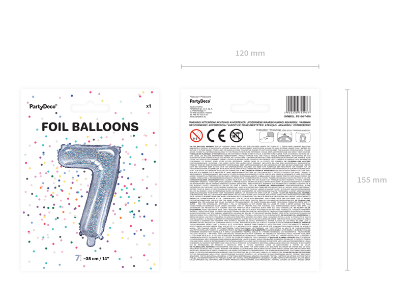 Balon foliowy Cyfra ”7”, 35cm, holograficzny Balony cyfry wimpreze.pl 5
