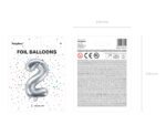 Balon foliowy Cyfra ”2”, 35cm, srebrny Balony cyfry wimpreze.pl 8