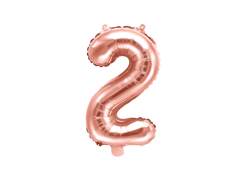 Balon foliowy Cyfra ”2”, 35cm, różowe złoto Balony cyfry wimpreze.pl 2