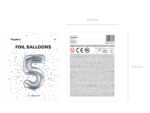 Balon foliowy Cyfra ”5”, 35cm, srebrny Balony cyfry wimpreze.pl 8