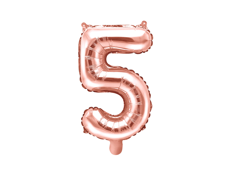 Balon foliowy Cyfra ”5”, 35cm, różowe złoto Balony cyfry wimpreze.pl 2