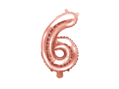Balon foliowy Cyfra ”6”, 35cm, różowe złoto Balony cyfry wimpreze.pl