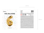 Balon foliowy Cyfra ”6”, 35cm, złoty Balony cyfry wimpreze.pl 10