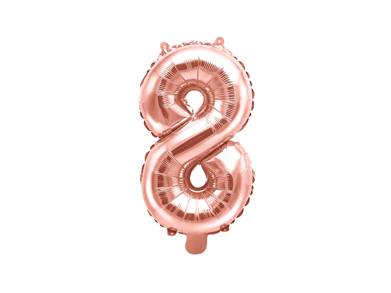 Balon foliowy Cyfra ”8”, 35cm, różowe złoto Balony cyfry wimpreze.pl 2
