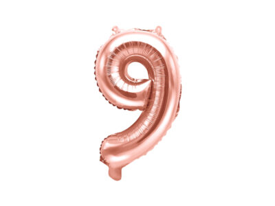 Balon foliowy Cyfra ”9”, 35cm, różowe złoto Balony cyfry wimpreze.pl 2
