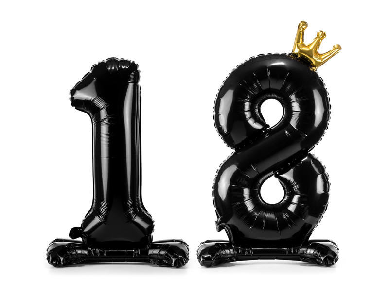 Stojący balon foliowy liczba „18”, 84 cm, czarny Balony na 18 urodziny wimpreze.pl 2