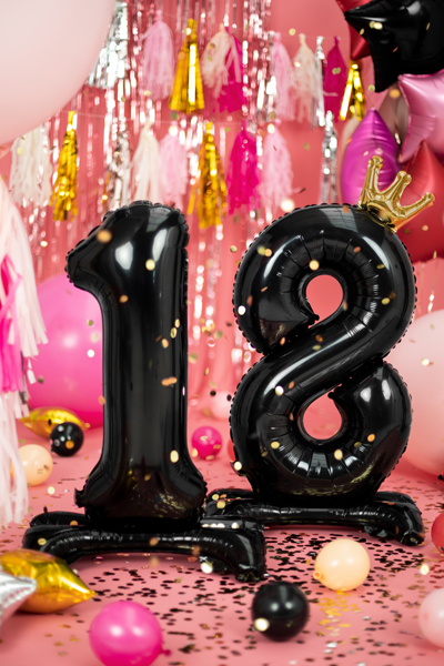 Stojący balon foliowy liczba „18”, 84 cm, czarny Balony na 18 urodziny wimpreze.pl 3