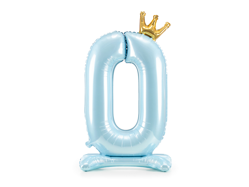Stojący balon foliowy cyfra „0” , 84 cm, błękit Balony cyfry wimpreze.pl 2