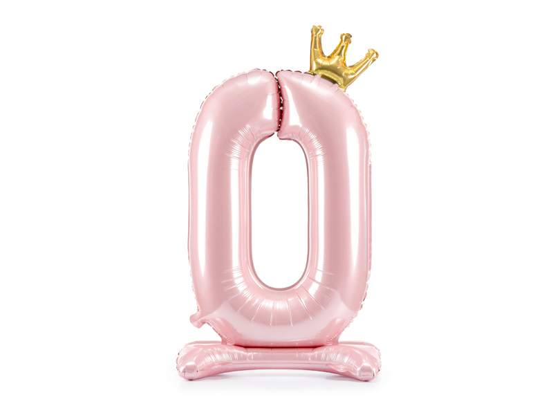 Stojący balon foliowy cyfra „0”, 84 cm, jasny różowy Balony cyfry wimpreze.pl 2