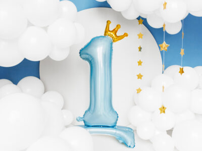 Stojący balon foliowy cyfra ” 1 ” , 84 cm, błękit Balony cyfry wimpreze.pl 2