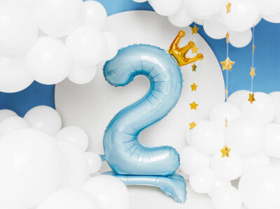 Stojący balon foliowy cyfra „2” , 84 cm, błękit Balony cyfry wimpreze.pl 2