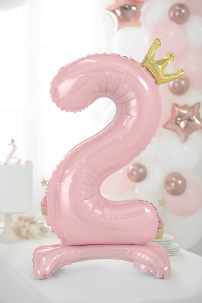 Stojący balon foliowy cyfra „2”, 84 cm, jasny różowy Balony cyfry wimpreze.pl 3