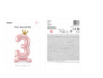 Stojący balon foliowy cyfra „3” , 84 cm, jasny różowy Balony cyfry wimpreze.pl 7