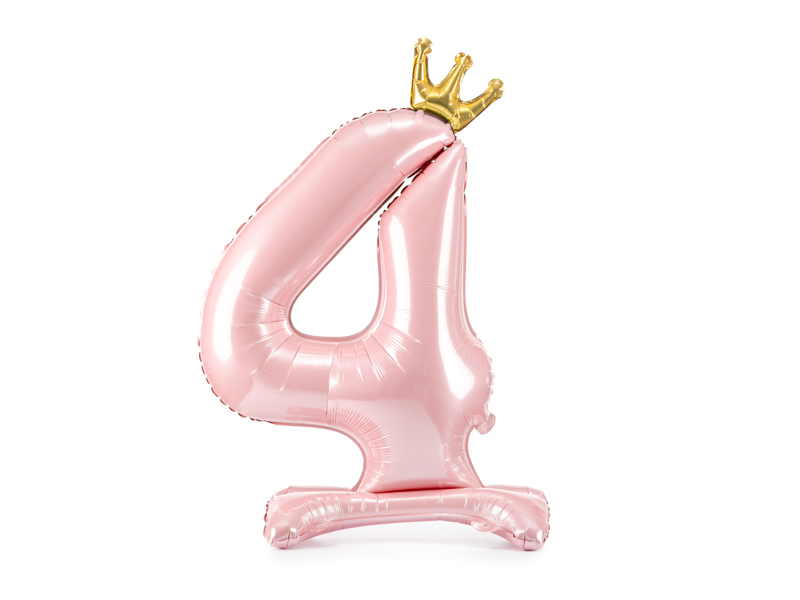 Stojący balon foliowy cyfra „4” , 84 cm, jasny różowy Balony cyfry wimpreze.pl 2