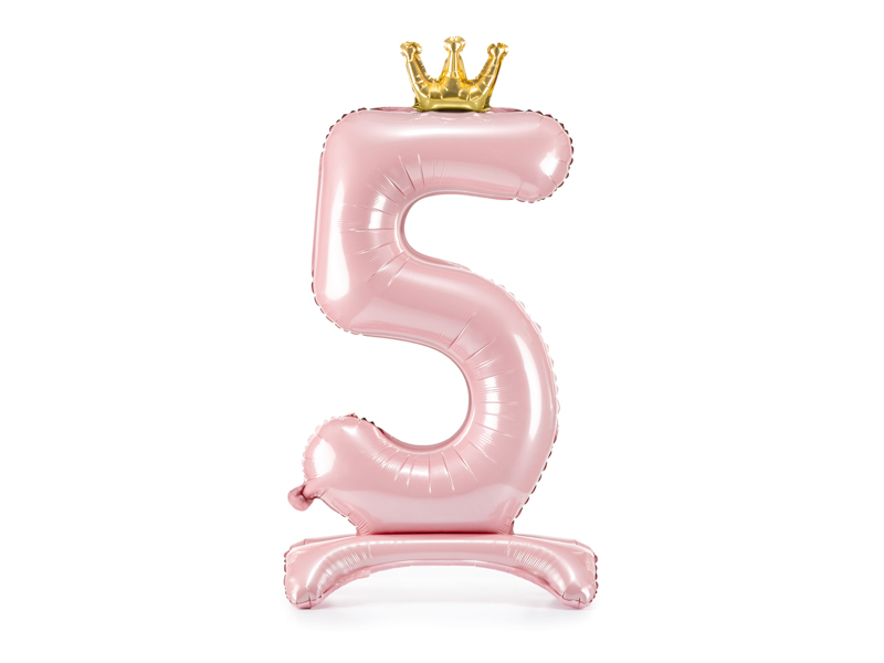 Stojący balon foliowy cyfra „5” , 84 cm, jasny różowy Balony cyfry wimpreze.pl 2
