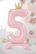 Stojący balon foliowy cyfra „5” , 84 cm, jasny różowy Balony cyfry wimpreze.pl 6