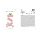 Stojący balon foliowy cyfra „5” , 84 cm, jasny różowy Balony cyfry wimpreze.pl 7