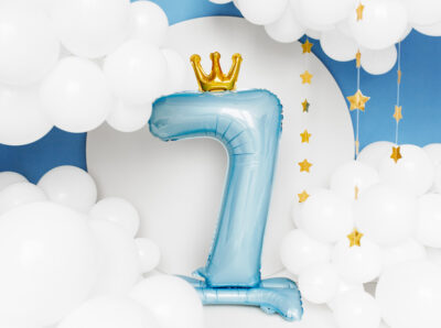 Stojący balon foliowy cyfra „7” , 84 cm, błękit Balony cyfry wimpreze.pl 2