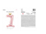 Stojący balon foliowy cyfra „7” , 84 cm, jasny różowy Balony cyfry wimpreze.pl 7