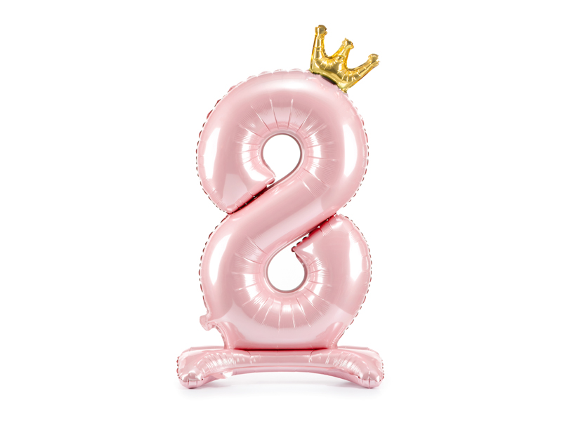 Stojący balon foliowy cyfra „8” , 84 cm, jasny różowy Balony cyfry wimpreze.pl 2