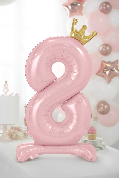 Stojący balon foliowy cyfra „8” , 84 cm, jasny różowy Balony cyfry wimpreze.pl 3