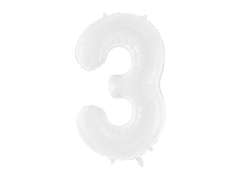 Balon foliowy Cyfra ”3”, 86 cm, biały Balony cyfry wimpreze.pl 2